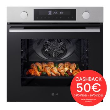 Vista frontale di Forno 72L Classe A | 11 modalità di cottura, Frittura ad aria, Modalità pizza, Lievitazione, Pulizia pirolitica | Acciaio WS5D7230S